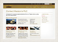 Marstons PLC website screenshot inner page